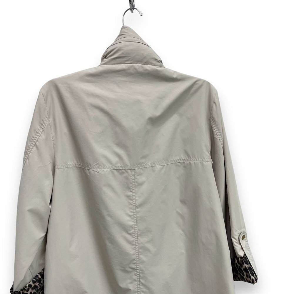 JM Collection Women Windbreaker Rain Jacket Hooded Drawstring Cheetah Print - Picture 4 of 13